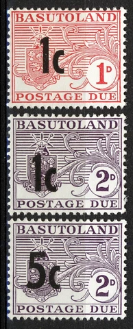 Basutoland 1961, Postage due overprints MNH, Mi 5-7 Cover