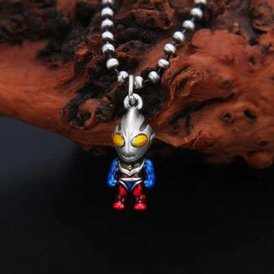 Colgante Chibi Ultraman, plata pura S999, héroe japonés, encanto esmalte nostálgico Foto 1 de 4