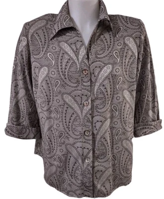 Blusa de granero de vestir para mujer talla 18/20 cachemira manga 3/4 camisa con cuello abotonado Foto 1 de 4