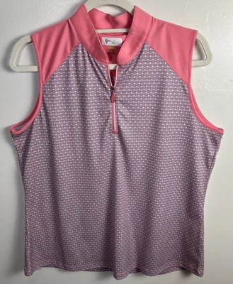 Greg Norman Play Dry Sleeveless Golf Tennis Shirt Pink  Faux Collar Size XL - Image 1 of 4