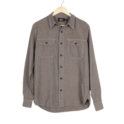 RRL Ralph Lauren Long Sleeve Shirt M Double RR RL Brown Western Work - Image 1 of 4