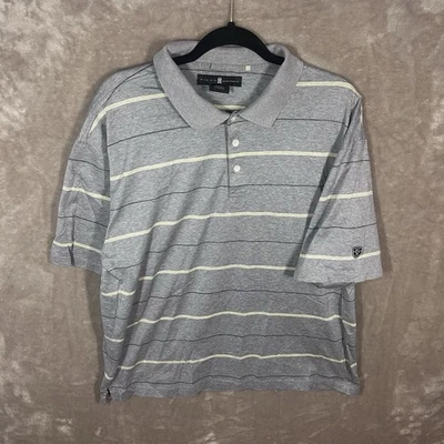 Polo de golf Tiger Woods talla extra grande para hombre gris claro a rayas con logotipo Foto 1 de 4