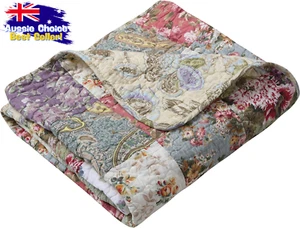 Greenland Home Blooming Prairie Throw Blanket Quilt Cotton Multicolor Patchwork - Picture 1 of 12