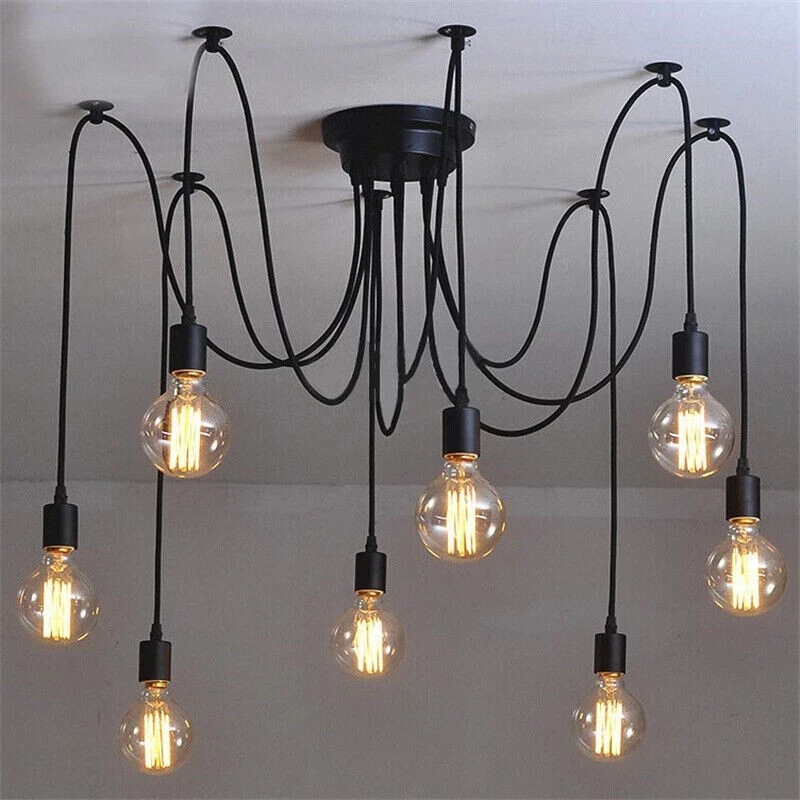 Vintage Industrial Chandelier Light 8 Way Spider Ceiling Hanging Pendant Lights - Image 1 of 1