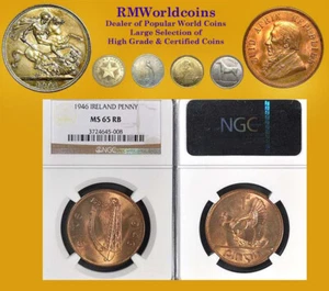Ireland 1946 Penny, Rare NGC 65 RB, Very Few in Grade, Low NGC Population - Picture 1 of 2