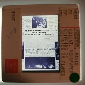 Pablo Picasso Newspaper Clipping of Guernica in Flames 1937 Art 35mm Glass Slide - Picture 1 of 4
