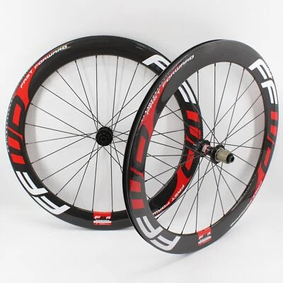 700C Full Carbon Road Bike Wheelset Clincher Tubeless Rims Thru Axle Disc Brake - Image 1 of 4