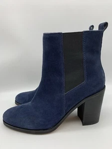 Splendididi stivaletti donna US 8,5 EU 39/39,5 Newbury blu navy scamosciati tacco 3,5" - Foto 1 di 13