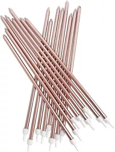 Anniversary House Extra Tall Candles Metallic Rose Gold with Holders - Picture 1 of 1