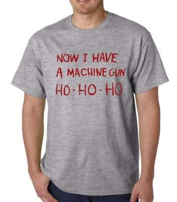HO HO HO - FUNNY DIE HARD T-SHIRT CHRISTMAS GIFT - GREY - Image 1 of 3