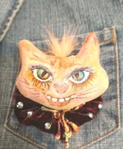 Cat Halloween Decor Fabric Brooch Hanging Decoration Ornament Multicolor New 3" - Picture 1 of 11