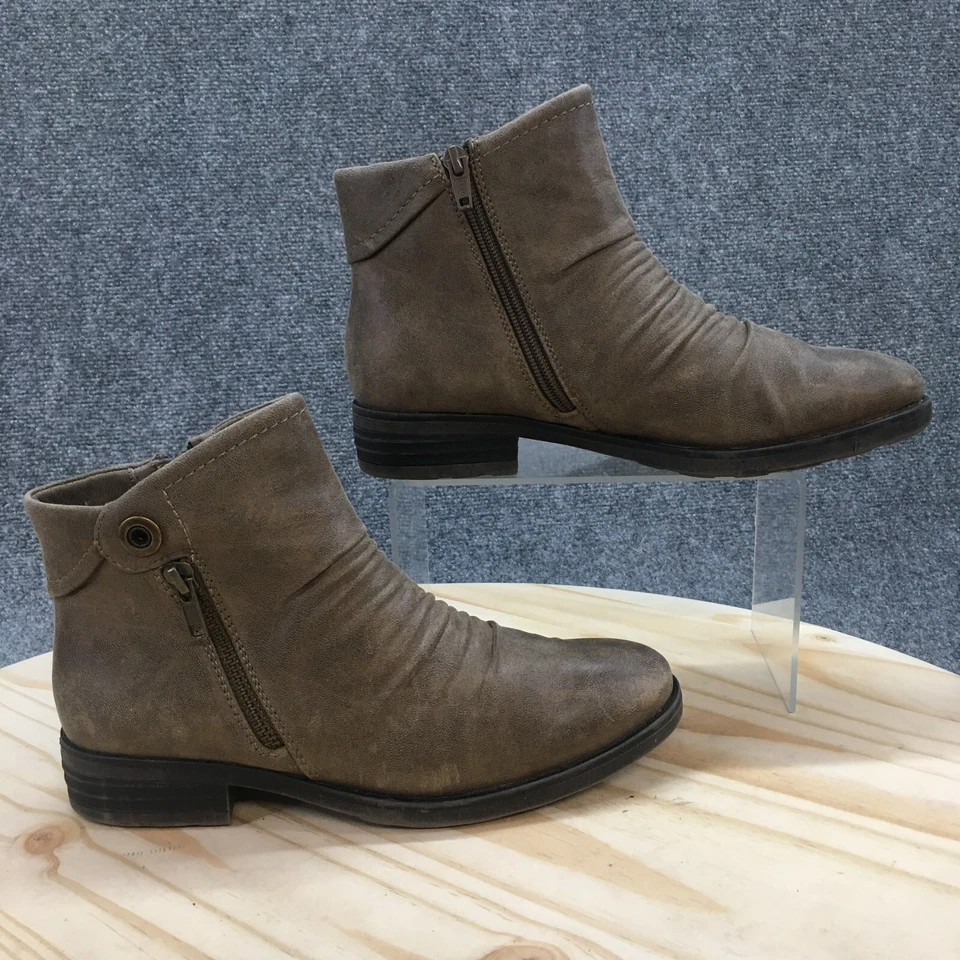 Baretraps 靴子女式 7 M Anila 踝靴棕色圆头侧拉链古巴 — 第 1/4 张图片