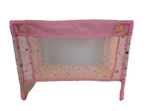 FABRIC PINK  BROWN POLKA DOTS Little Mommy Baby Doll CRIB  18" - Picture 1 of 6