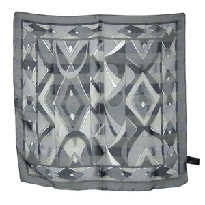 Scarf Italy Polyester Square 20 in Handkerchief Gray Art Deco Style Sheer Opaque - Picture 1 of 5