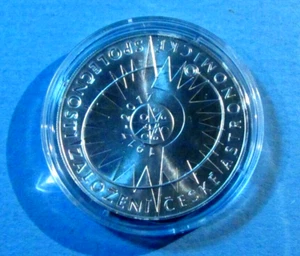 2017 Czech 200 Korun Silver BU Coin Astronomical Society Czechoslovakia Prague - Picture 1 of 2