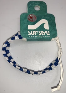 Bracciale stile surf tessuto blu/bianco 136209 - Foto 1 di 2