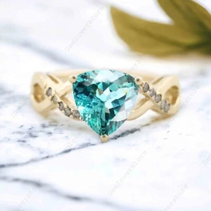 925 Sterling Silver 10 mm Trillion Cut Natural Blue Spinel Ring - Picture 1 of 4