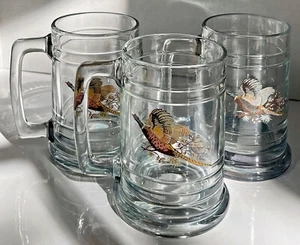 Vintage Pheasant Beer Mug Stein U.S.A. Made Colonial by Princess House Set (4) - Picture 1 of 2