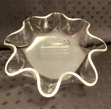 Clear Lucite Acrylic Handkerchief Pinched Rippled  Bowl Mid Century Modern