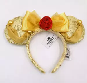 Disney Park Mickey Beauty and the Beast Minnie Mouse Ears Belle Bow Headband - Picture 1 of 5