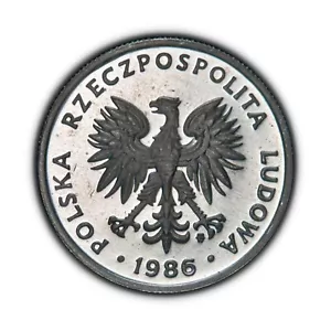 POLAND. 1986, 50 Groszy - Polish National Arms, White Eagle, Sprig, Proof RARE - Picture 1 of 3