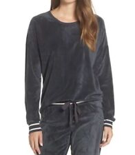 PJ Salvage womens Pullover size MEDIUM, Velour top Sleepwear Gray