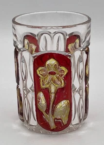 Greensburg Glass Co Florida versunkene Primel Becher rot gelb geblitzt Blume - Bild 1 von 8