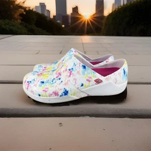 ✅Anywear Journey Clogs Womens 10 Watercolor Rainbow Slip Resistant Nursing Shoes - Picture 1 of 12