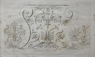 Antiguo grabado arquitectónico romano en mármol de 1823 Lewis Vulliamy Henry Moses Foto 1 de 4