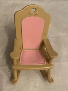 Vintage 1993 Fisher Price liebevolle Familie Puppenhaus Schaukelstuhl rosa hellbraun - Bild 1 von 7