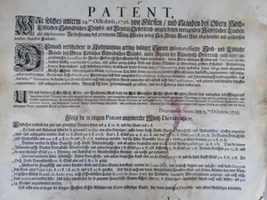 Patent Interims-Verbesserung zerritteten Müntz-Weesen Ulm - Einblattdruck - 1736 - Picture 1 of 4