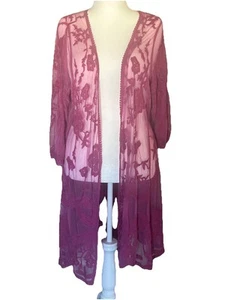 Lane Bryant Open-Front Embroidered Sheer Robe 14/16 Pink Fairy Sexy Whimsigoth - Picture 1 of 9