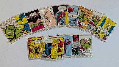 15 cartas de superhéroe Donruss Marvel 1966 Thor Spidey Hulk Daredevil Capitán América Foto 1 de 4