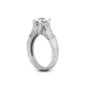 5 1/2ct D SI2 Round Natural Diamonds 14k Vintage Style Side Stone Ring - Picture 1 of 3