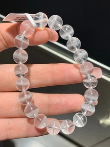 10mm Natural Quartz White Phantom Crystal Gems Round Beads Bracelet - Picture 1 of 2