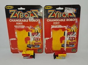 Remco Zybots Bulldozer Yellow/Red and Red/Yellow Cardbacks Missing Tops - Picture 1 of 20
