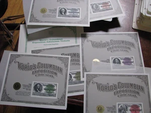 SOUVENIR CARD: S091-6 WCSE 1992 MINT 1892 WORLD COLUMBIAN EXPO TICKETS SET of 6 - Picture 1 of 9