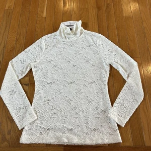 Neu Neu mit Etikett White House Schwarzmarkt Spitze Rollkragen weiß Langarm Gr. Small - Bild 1 von 6
