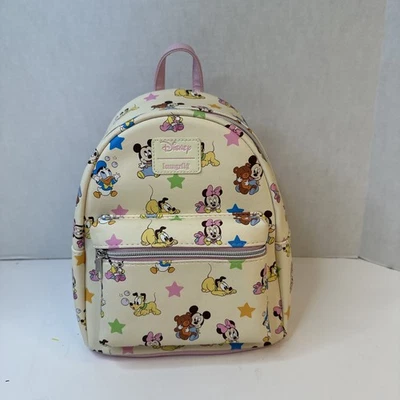 LOUNGEFLY MINI BACKPACK Baby Disney Mickey Mouse Minnie Mouse Pluto Donald T3 - Image 1 of 4