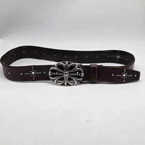 Bed Stu Brown Leather Belt Silver Concho Buckle Cross Stud Western size 32 - Picture 1 of 19