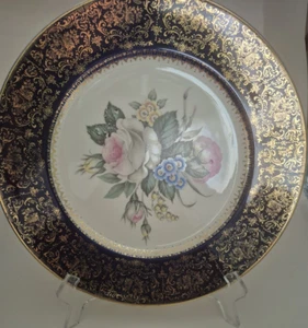 Century by Salem 23 Karat GOLD Encrusted 10" DINNER PLATE Floral - Picture 1 of 5