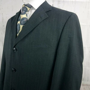 George 42S 3 Button Dark Gray Striped Suit Blazer Sport Coat - Picture 1 of 12