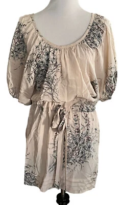 Rebecca Taylor Silk Floral Dress •Women 2• Cream Tie Waist $325 - Image 1 of 4