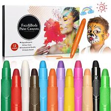 12 Farben Kinderschminke Gesichtsfarbe Schminkstifte Fasching Schminkpalette Set