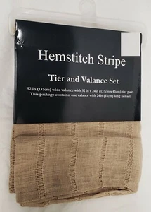 3-teiliges Gardinen-Set: 2 Stufen (26 Zoll x 24 Zoll) & Volant (52 Zoll x 14 Zoll) Hohlsaumstreifen, braun - Bild 1 von 10