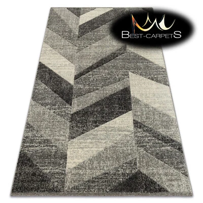 BEST-CARPETS.CO.UK Tappeti spessi qualità 20 mm design moderno densamente morbidi FEEL spina di pesce grigio crema