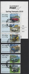 GUERNSEY 2019 OLD CAR CLUB POST AND GO STRIP OF 6 FINE USED - Picture 1 of 1