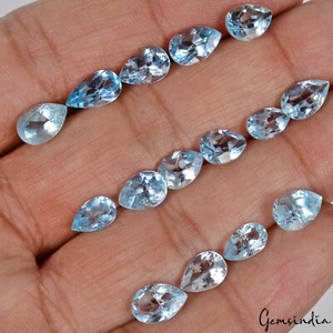 Lote de 21 gemas sueltas de topacio azul natural sin tratar corte pera para joyería - Imagen 1 de 4