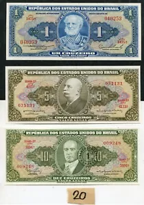 Set of 3 Banknotes of Brazil - Picture 1 of 2