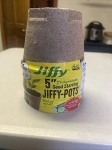 Jiffy 5" Diameter Organic Seed Starting Biodegradable Peat Pots, 6 Pack - Picture 1 of 1